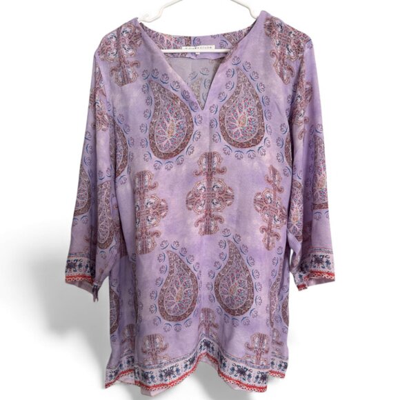Violet + Claire Purple Paisley Georgette Popover Blouse top tunic Size 2X - Picture 1 of 3
